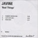 Javine Real Things UK Promo CD-R acetate CD-R ACETATE