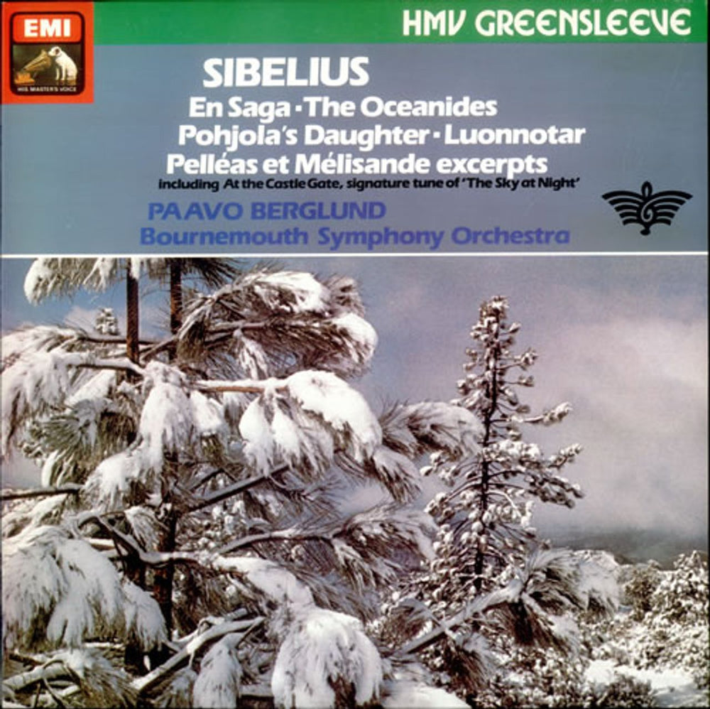 Jean Sibelius Luonnotar, En Saga, The Oceanides, Pohjola's Daughter & Pelléas Et Mélisande Suite Excerpts UK vinyl LP album (LP record) ESD7159