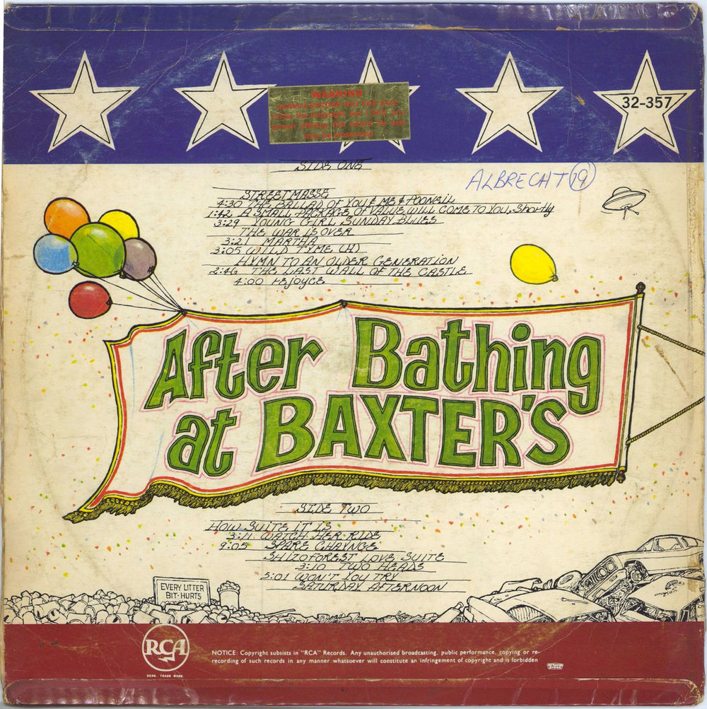 Jefferson Airplane After Bathing At Baxters US vinyl LP album (LP record)