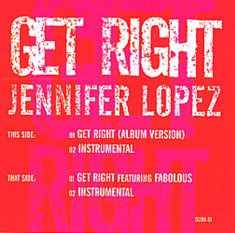 Jennifer Lopez Get Right US Promo 12" vinyl single (12 inch record / Maxi-single) EAS-51288