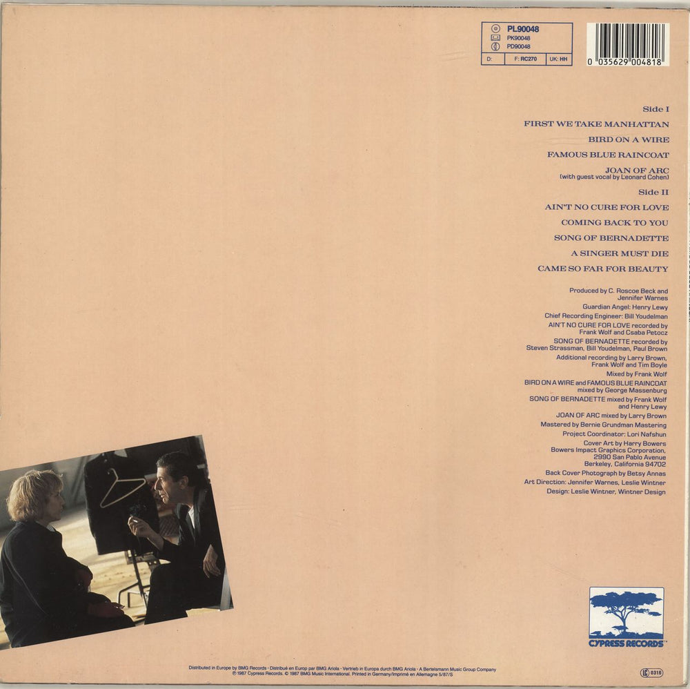 Jennifer Warnes Famous Blue Raincoat - EX German vinyl LP album (LP record) 035629004818