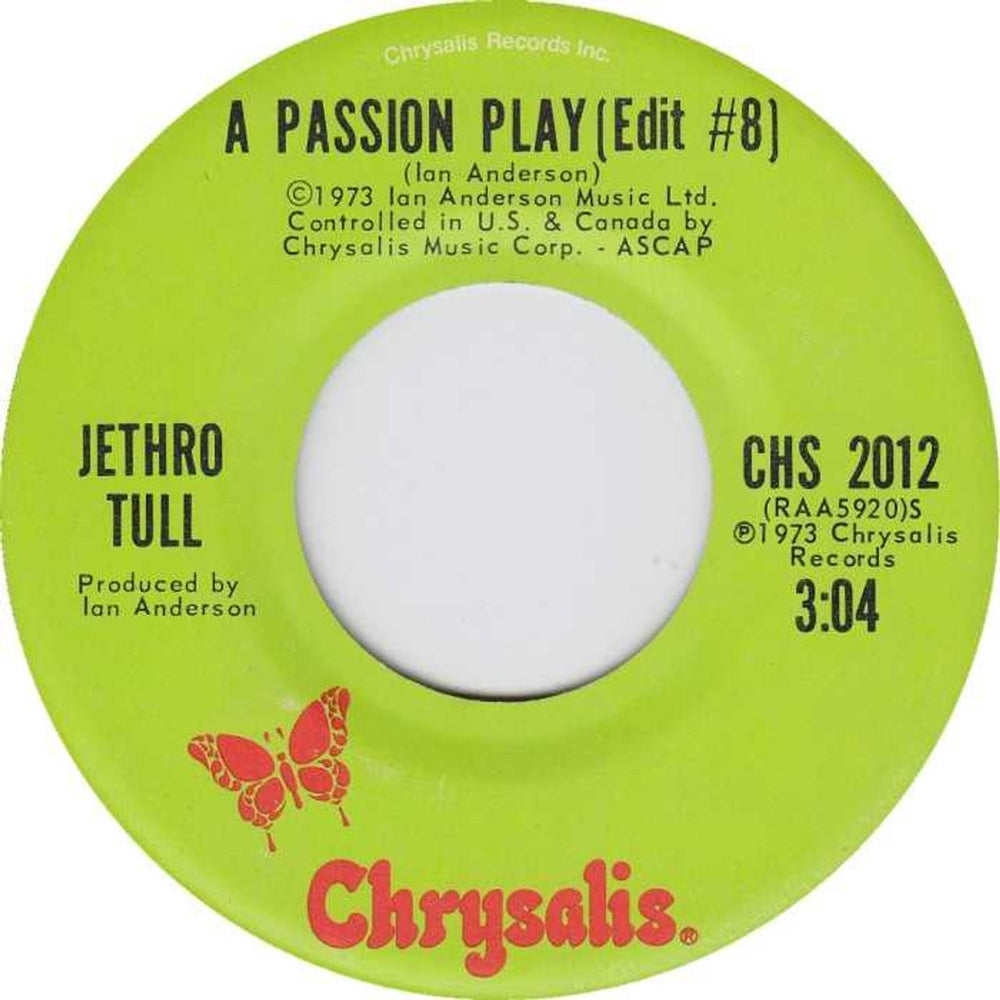 Jethro Tull A Passion Play Edit#8#9 US 7" vinyl single (7 inch record / 45) CHS2012