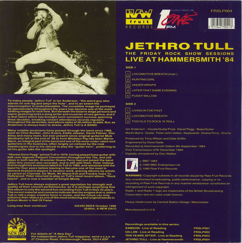 Jethro Tull Live At Hammersmith '84 UK vinyl LP album (LP record) 5017644700413