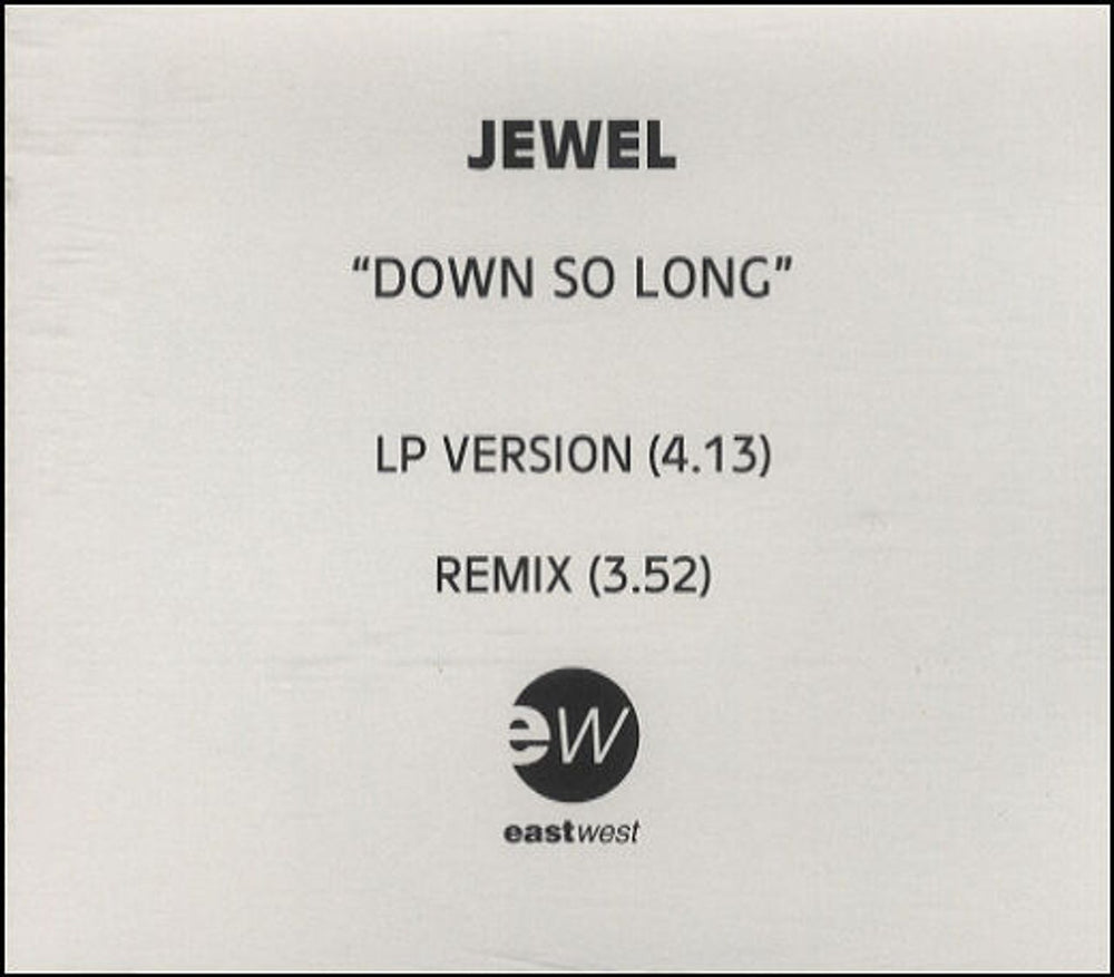 Jewel Down So Long - Title Slv UK Promo CD-R acetate CD ACETATE