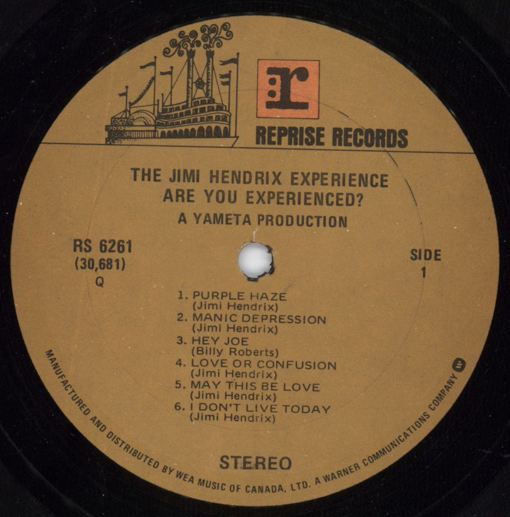 Jimi Hendrix Are You Experienced Canadian vinyl LP album (LP record) HENLPAR609820