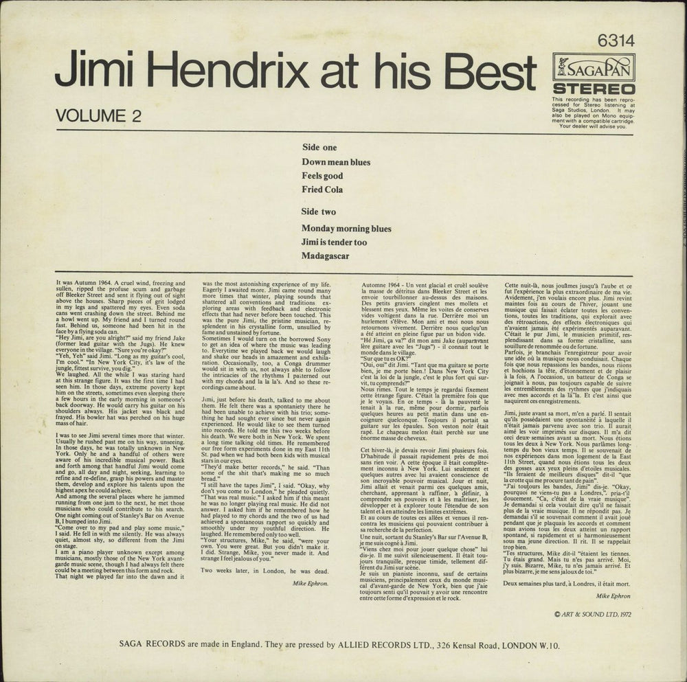 Jimi Hendrix Jimi Hendrix At His Best - Volume 1, 2 & 3 UK vinyl LP album (LP record)