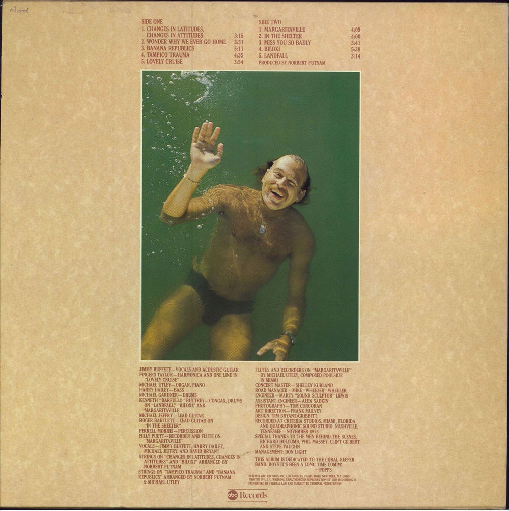 Jimmy Buffett Changes In Latitudes - Changes In Attitudes US vinyl LP album (LP record)