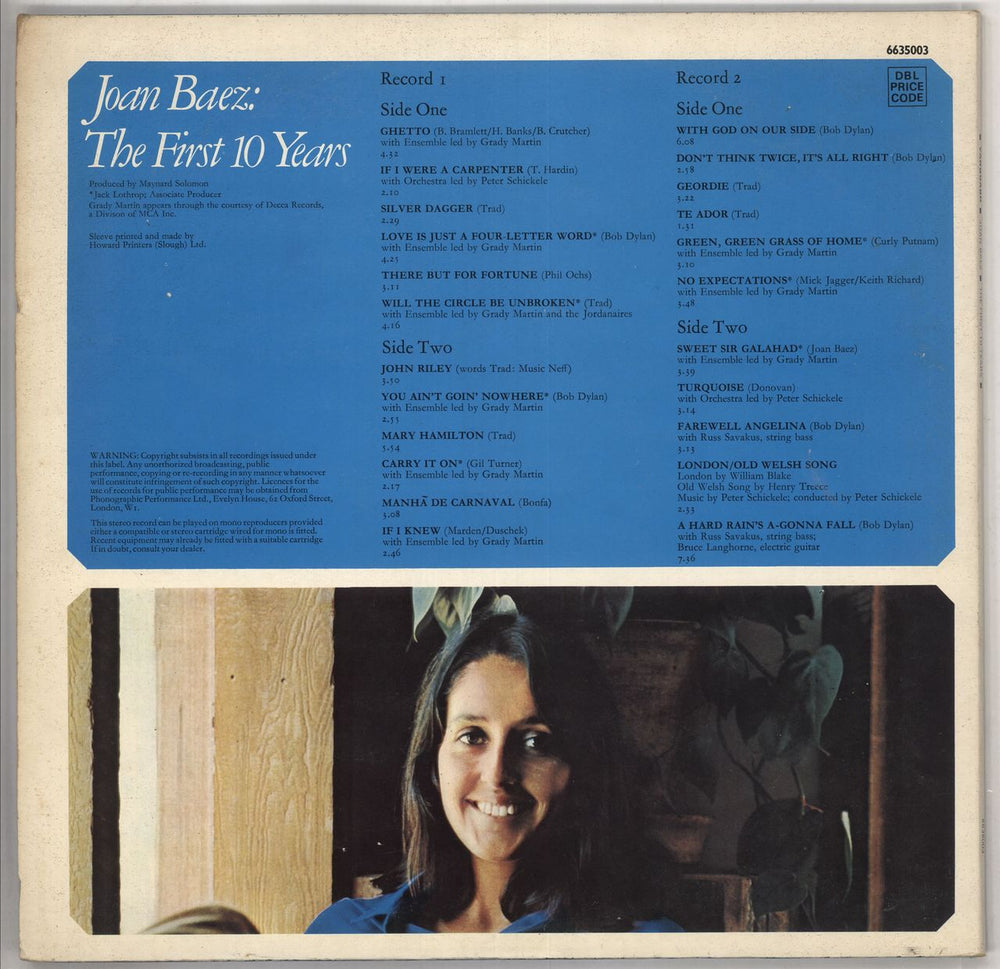 Joan Baez The First 10 Years UK 2-LP vinyl record set (Double LP Album)