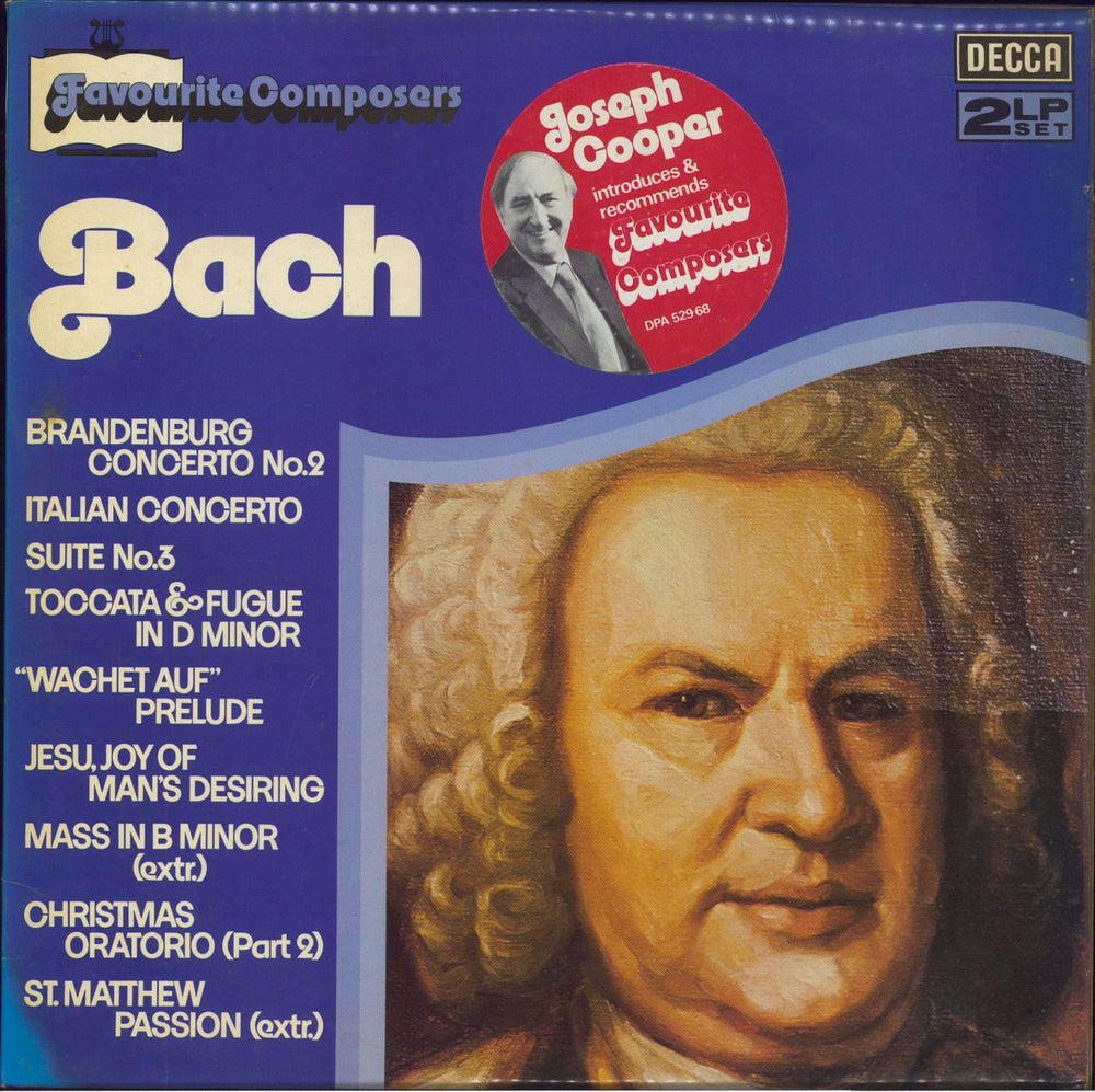 Johann Sebastian Bach Favourite Composers: Bach UK 2-LP vinyl record set (Double LP Album) DPA535/6