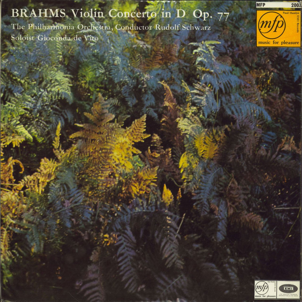 Johannes Brahms Brahms Violin Concerto In D Op. 77 UK vinyl LP album (LP record) MFP2003