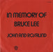 John And Rosalind In Memory Of Bruce Lee - P/S Dutch 7" vinyl single (7 inch record / 45) K16354