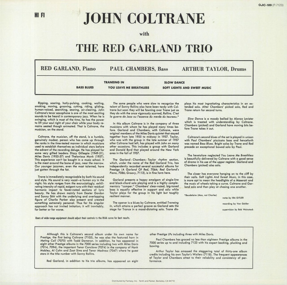 John Coltrane Traneing In US vinyl LP album (LP record)