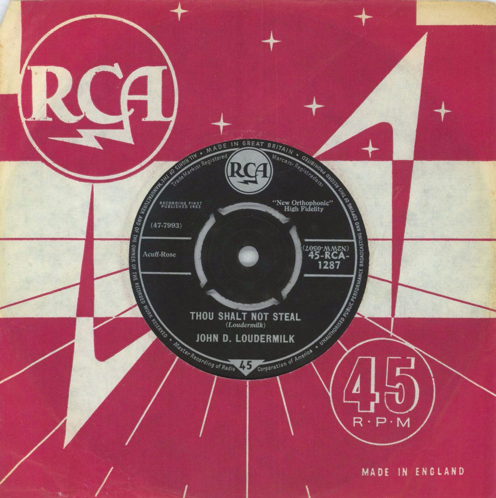 John D. Loudermilk Thou Shalt Not Steal UK 7" vinyl single (7 inch record / 45) 45-RCA-1287