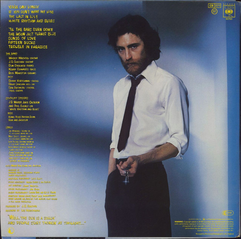 John David Souther You're Only Lonely - White Label UK vinyl LP album (LP record)