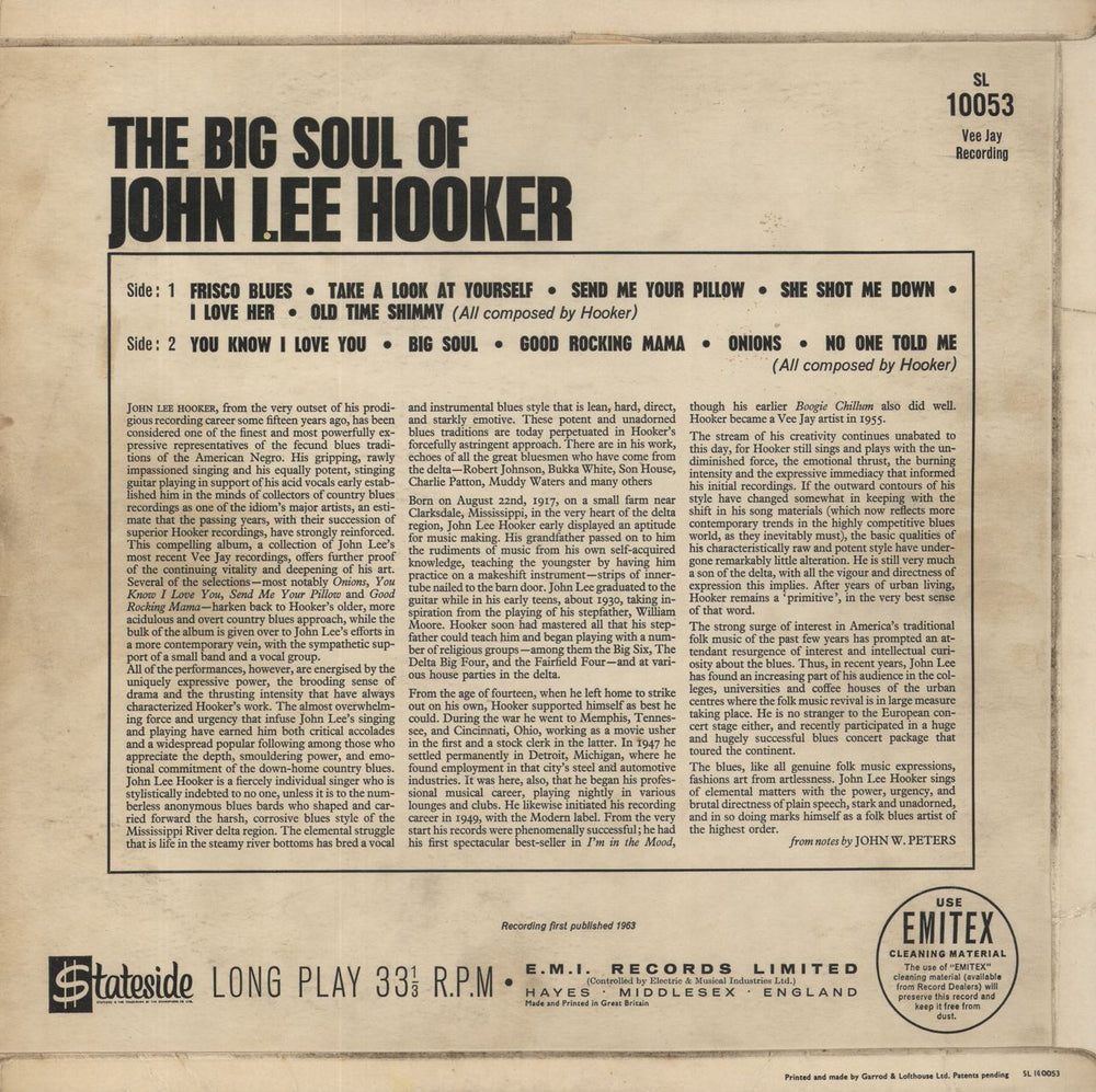 John Lee Hooker The Big Soul Of John Lee Hooker - EX UK vinyl LP album (LP record)