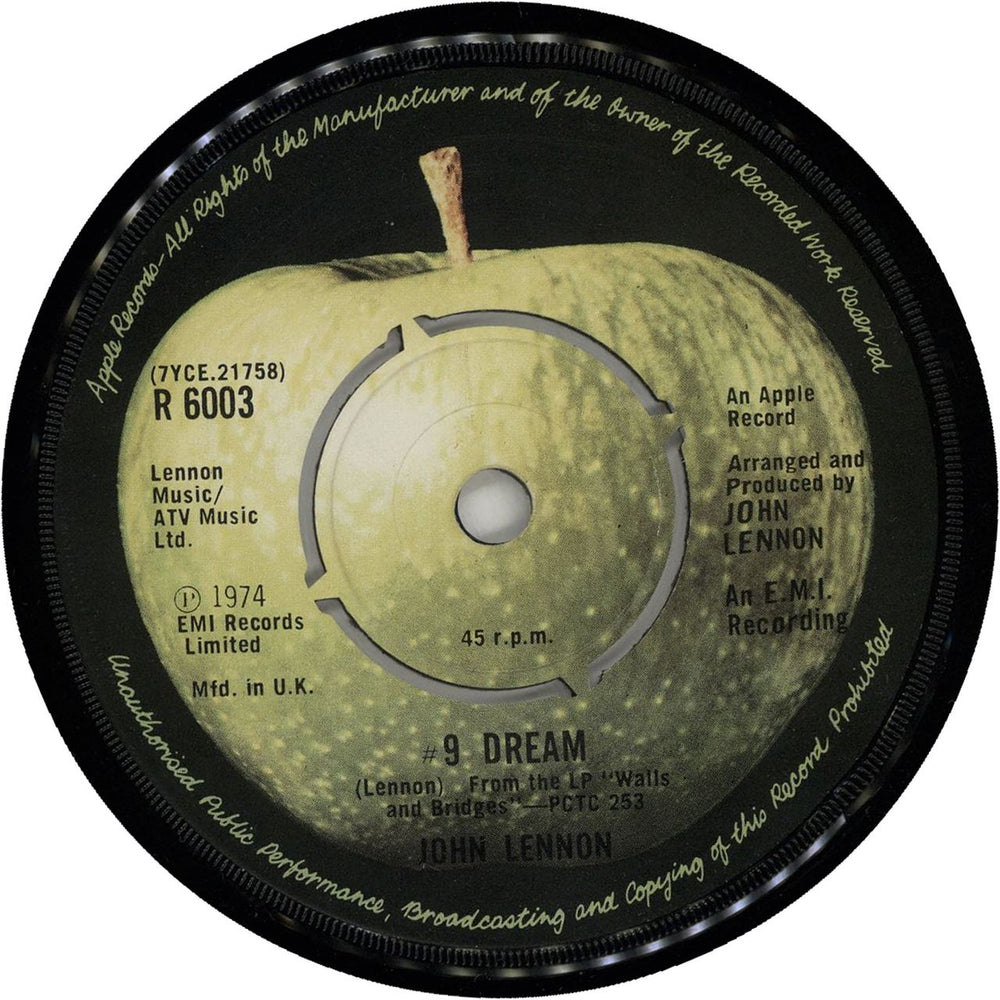 John Lennon #9 Dream UK 7" vinyl single (7 inch record / 45) R6003