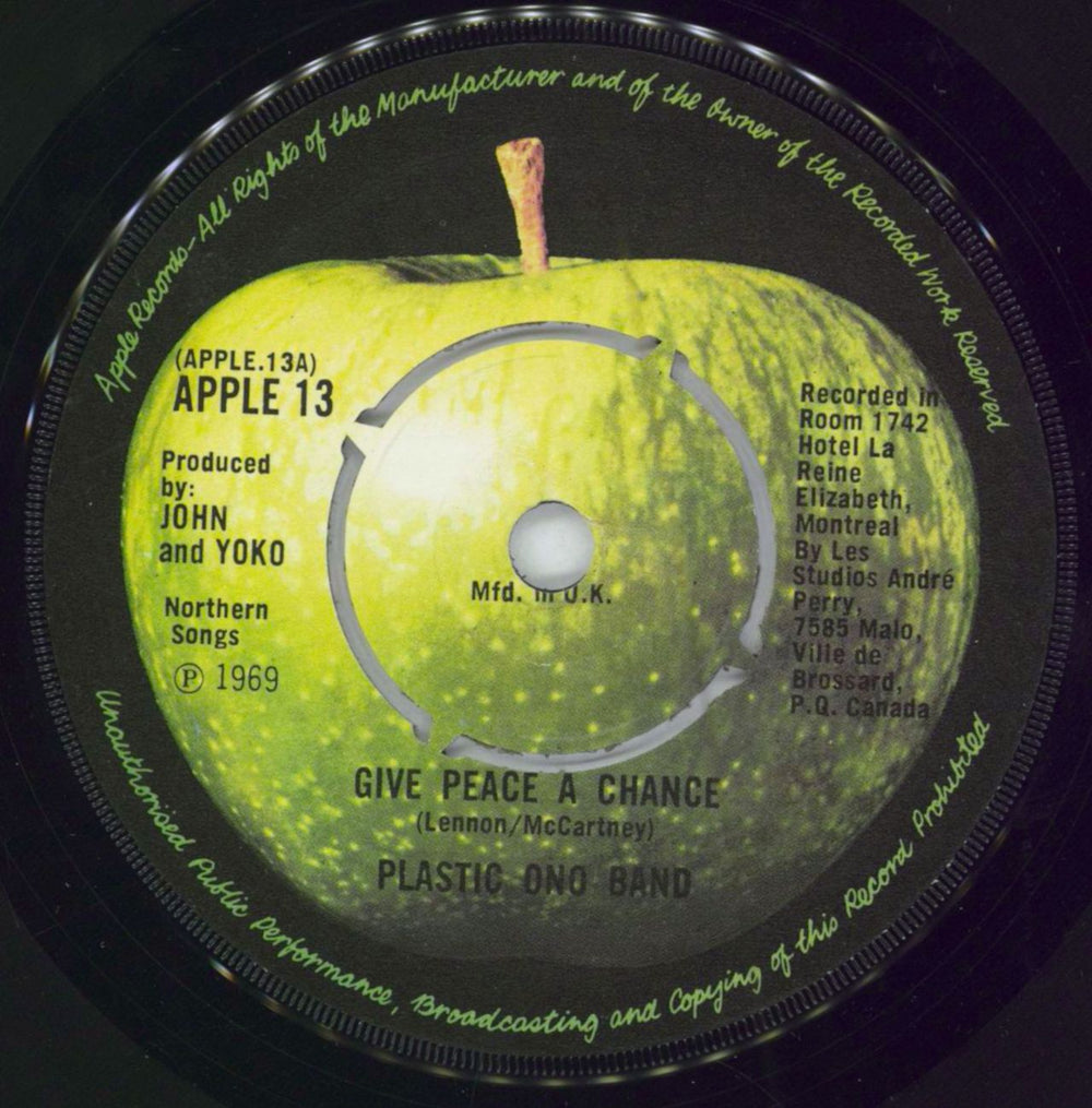 John Lennon Give Peace A Chance - 2nd - 4pr UK 7" vinyl single (7 inch record / 45) APPLE13