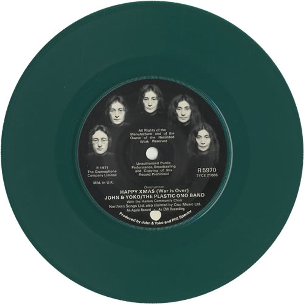 John Lennon Happy Xmas (War Is Over) - Green Vinyl UK 7" vinyl single (7 inch record / 45) R5970