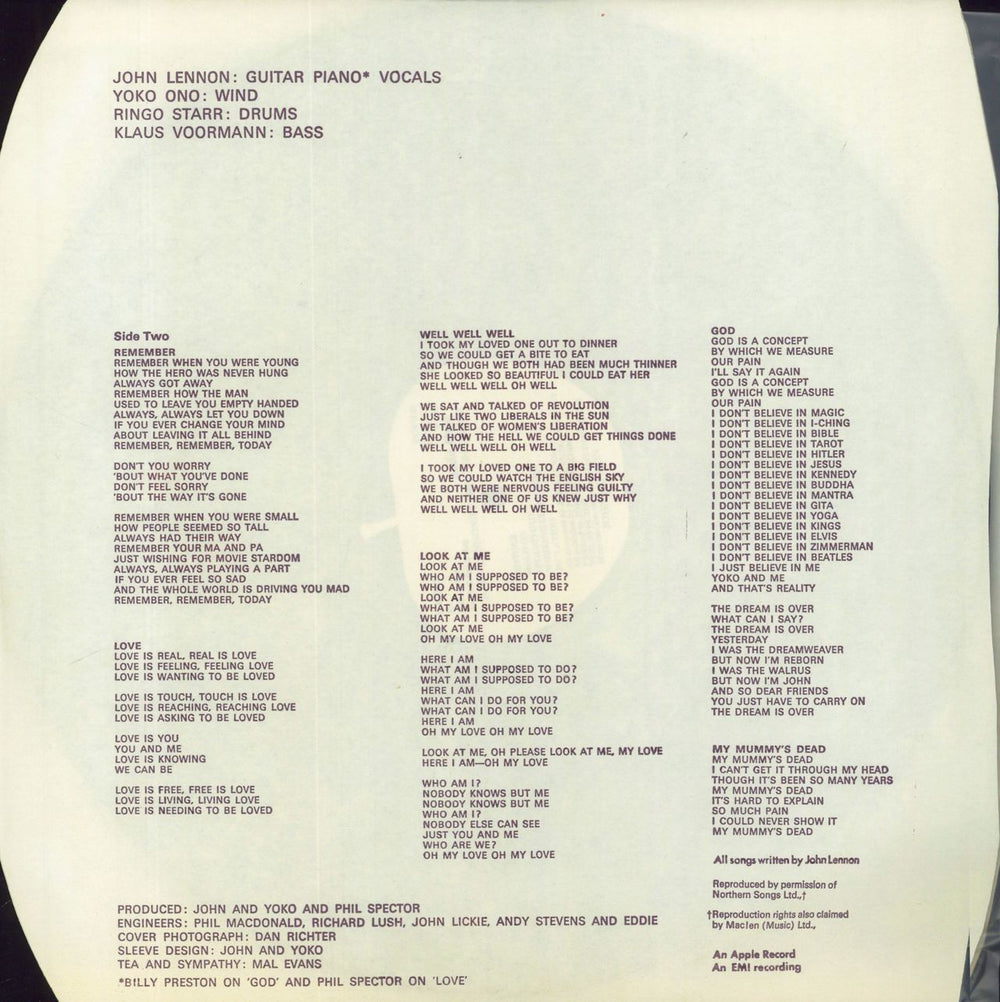 John Lennon John Lennon / Plastic Ono Band - 1st - Price Stickered UK vinyl LP album (LP record) 1970