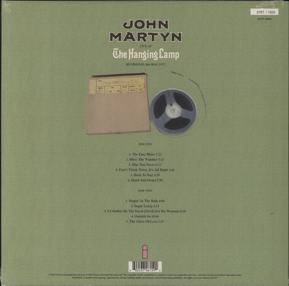 John Martyn Live At The Hanging Lamp - 180gm Vinyl + Numbered - Sealed UK vinyl LP album (LP record) 602537461592