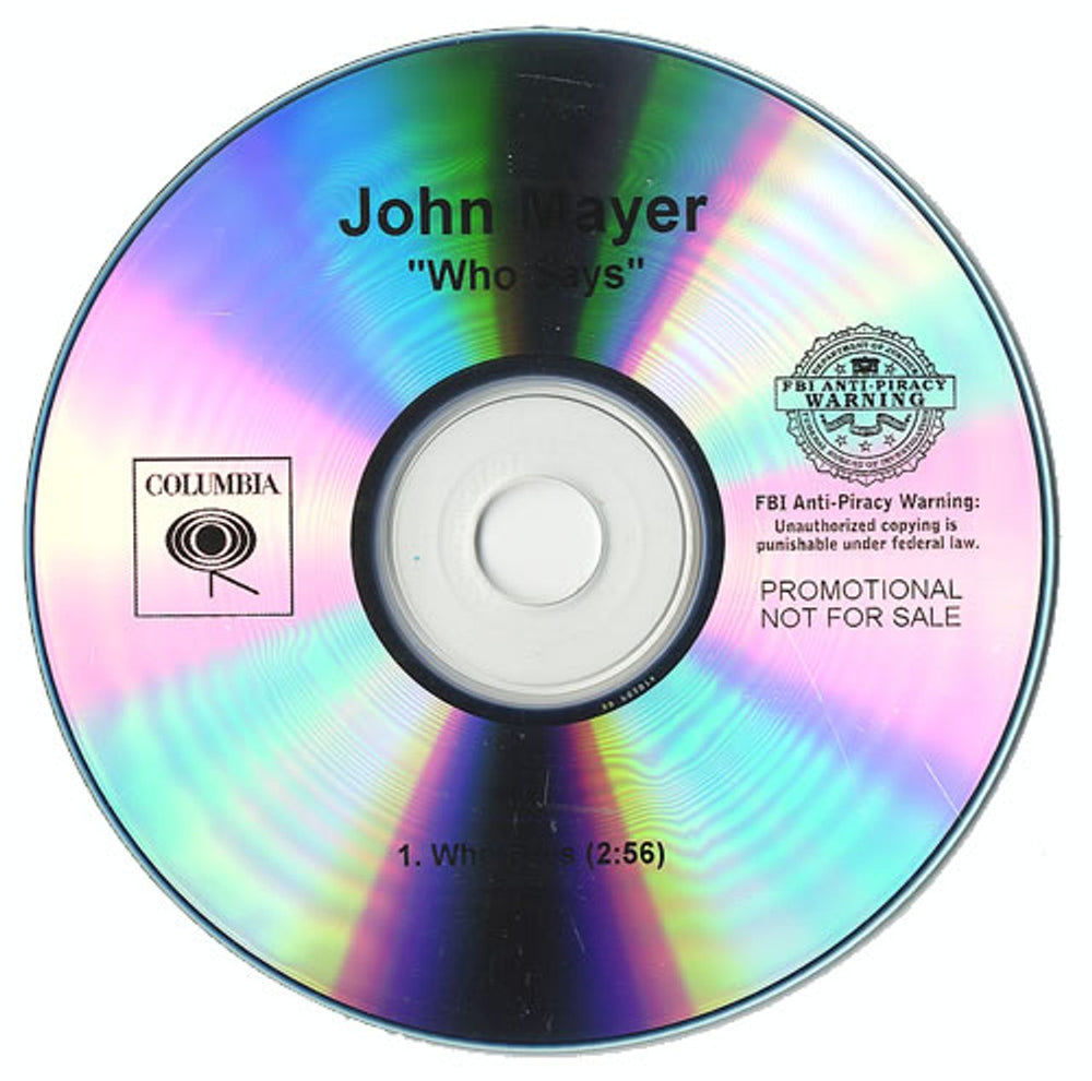 John Mayer Who Says US Promo CD-R acetate CD-R