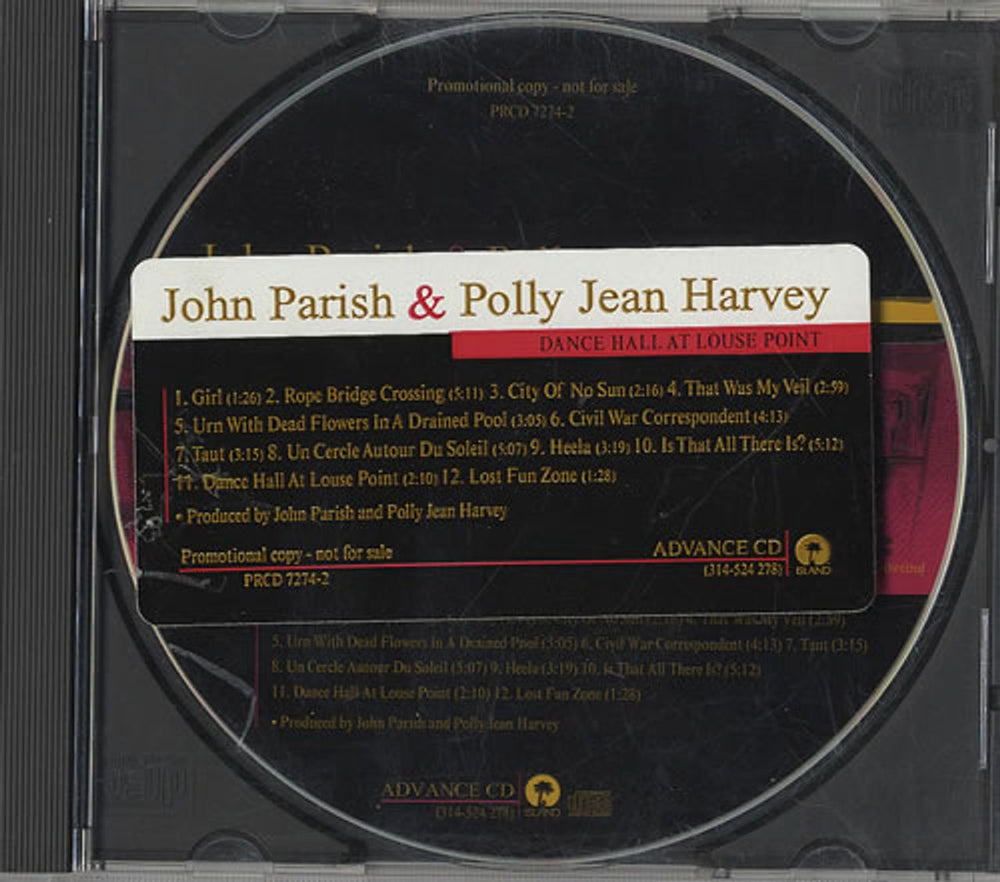 John Parish & Polly Jean Harvey Dance Hall At Louse Point US Promo CD album (CDLP) PRCD7274-2