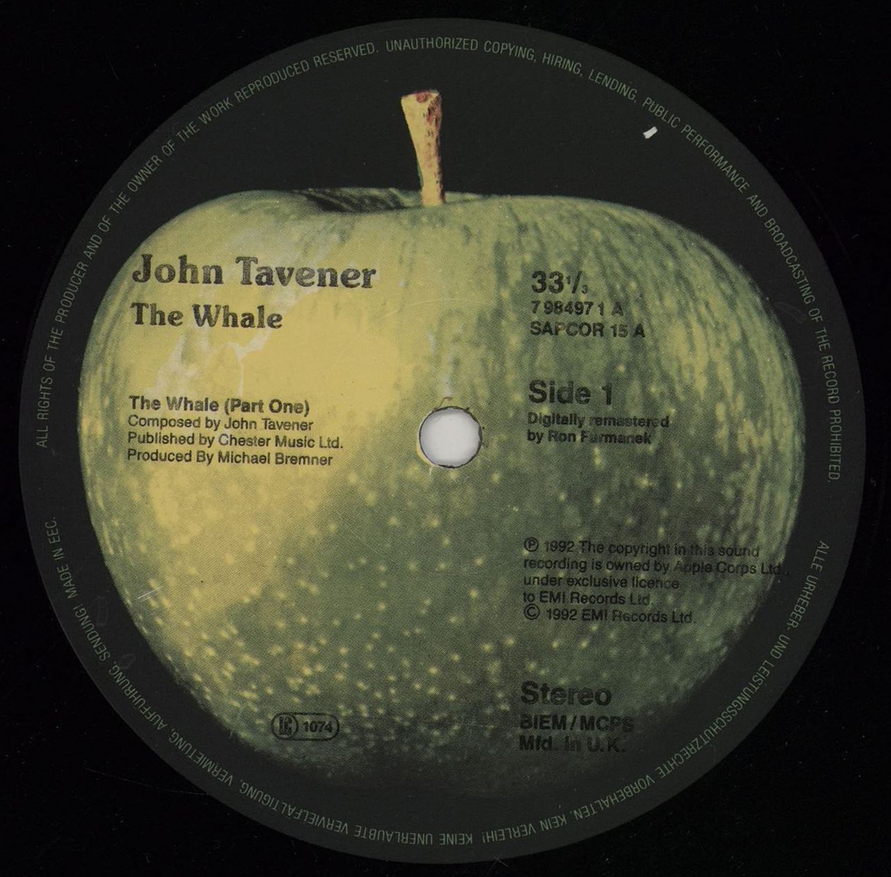 John Tavener The Whale - 2nd UK Vinyl LP — RareVinyl.com