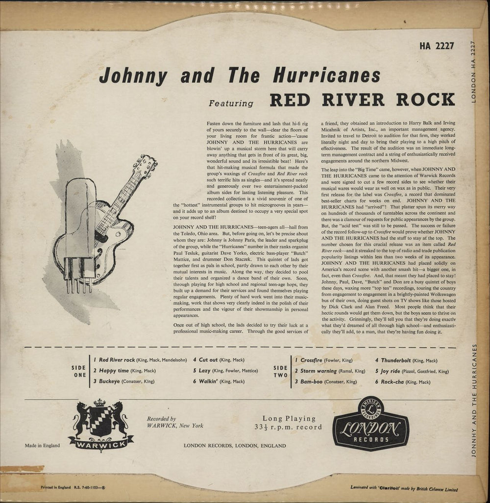 Johnny & The Hurricanes Red River Rock - 1st - VG UK vinyl LP album (LP record)