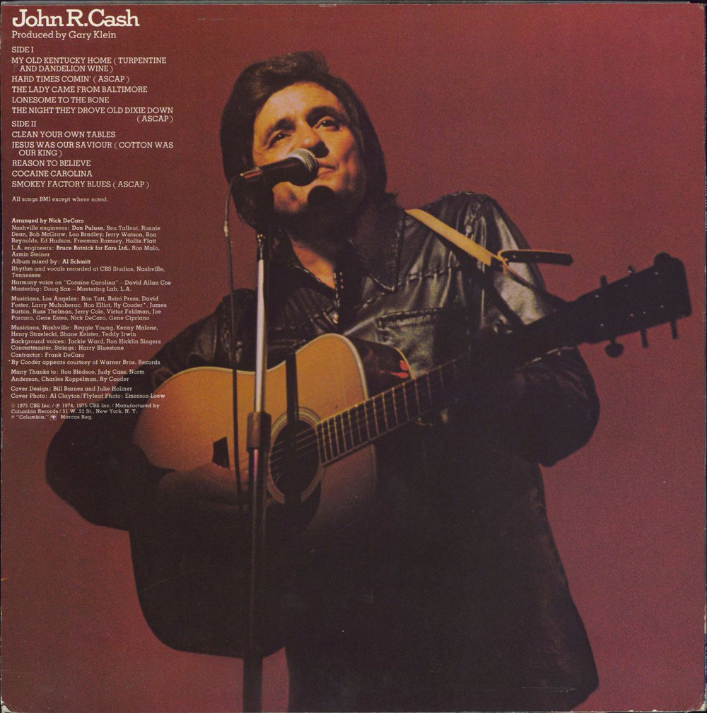 Johnny Cash John R Cash US vinyl LP album (LP record)