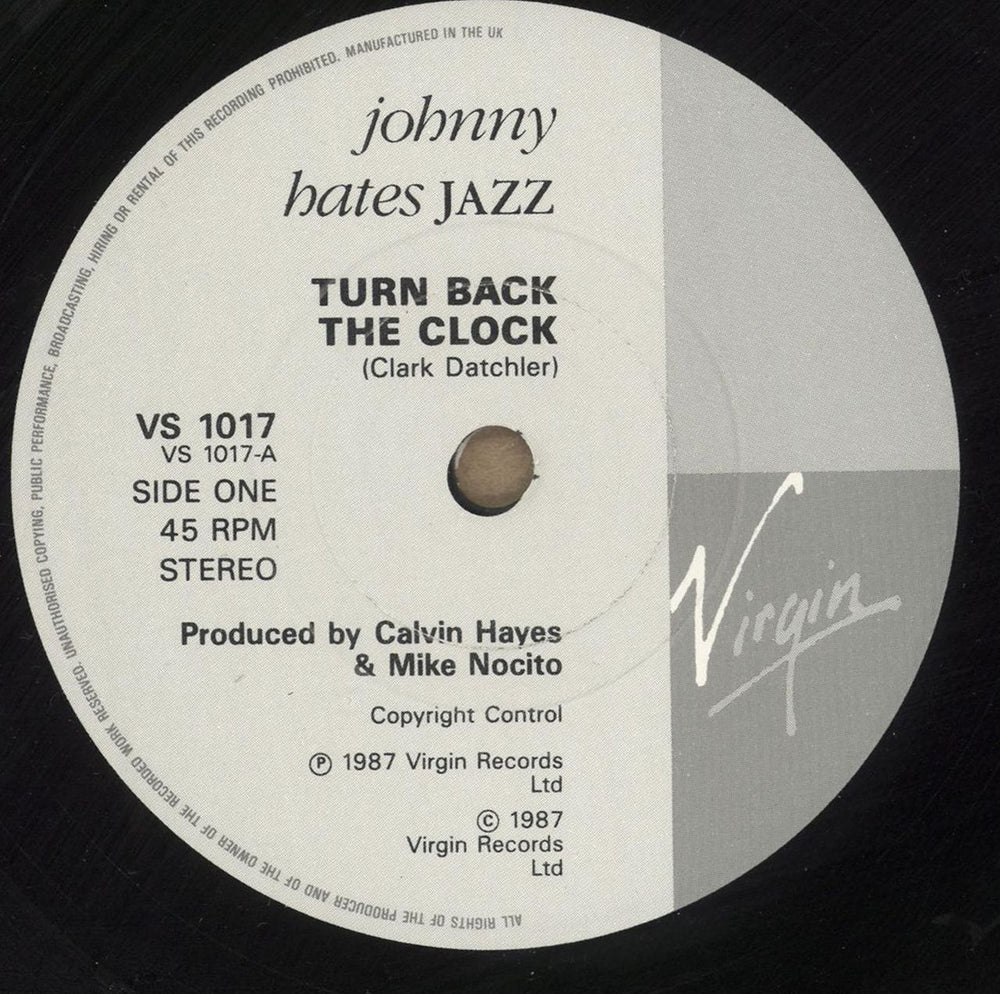 Johnny Hates Jazz Turn Back The Clock - Grey Labels UK 7" vinyl single (7 inch record / 45) JHJ07TU700068