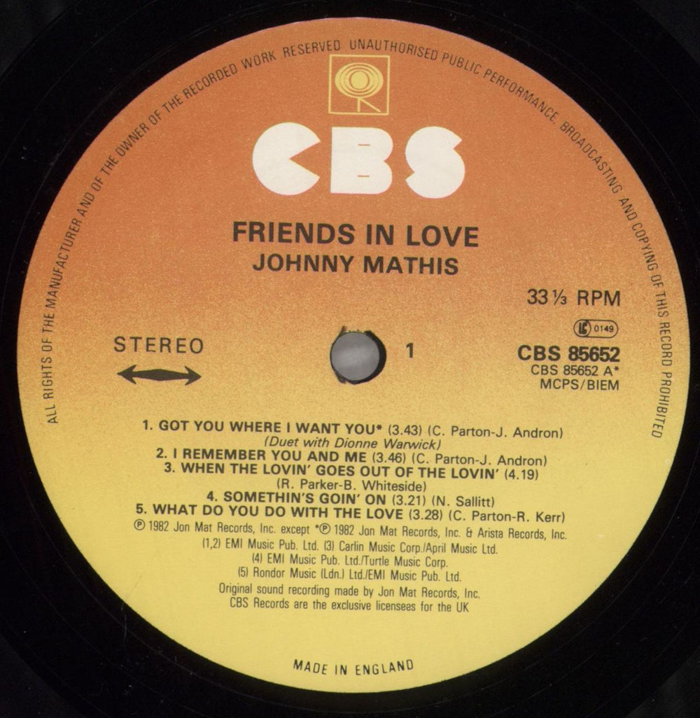 Johnny Mathis Friends In Love - Hype Stickered Sleeve UK vinyl LP album (LP record) J-MLPFR822936