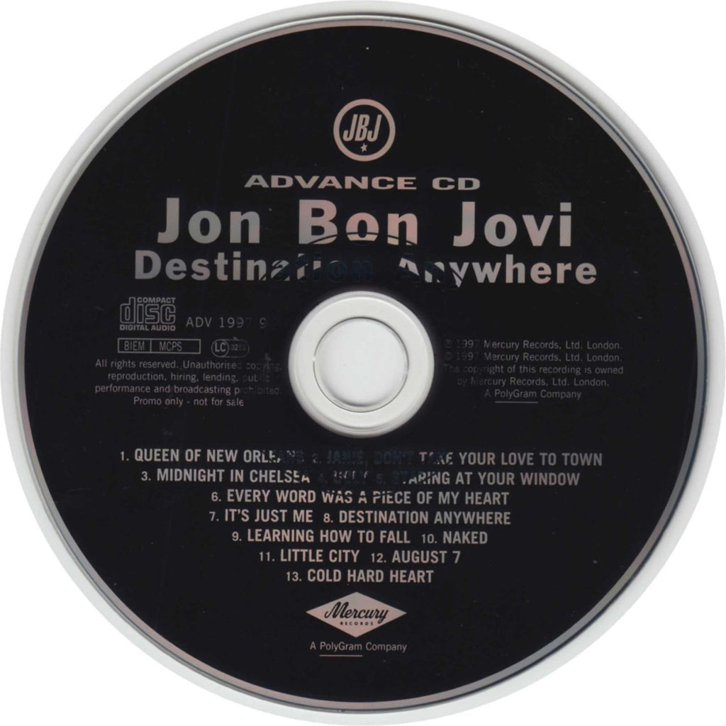 Jon Bon Jovi Destination Anywhere UK Promo CD album — RareVinyl.com