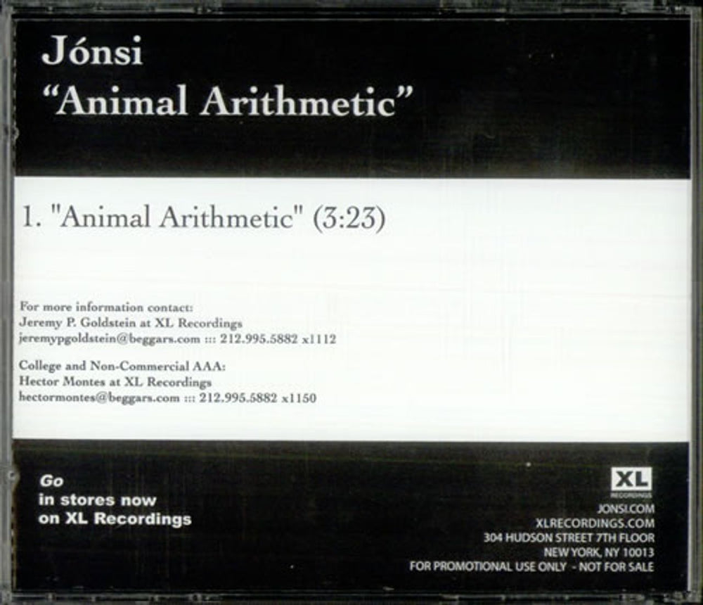 Jonsi Animal Artithmetic US Promo CD single (CD5 / 5") Q9XL5842