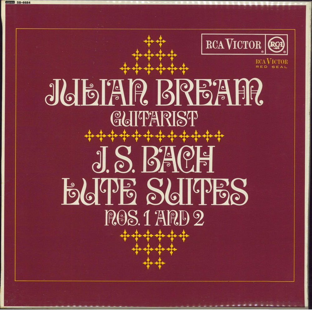 Julian Bream J. S. Bach Lute Suites Nos. 1 And 2 UK vinyl LP album (LP record) SB-6684