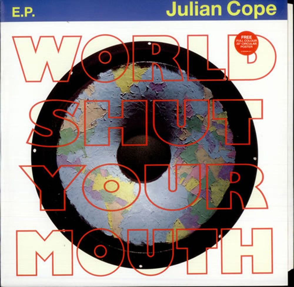 Julian Cope World Shut Your Mouth + Poster UK 12" vinyl single (12 inch record / Maxi-single) 12IS534