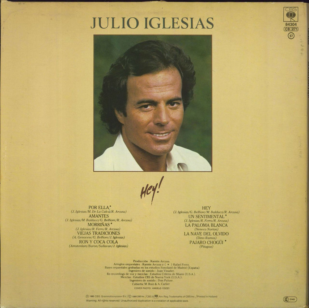 Julio Iglesias Hey German vinyl LP album (LP record)