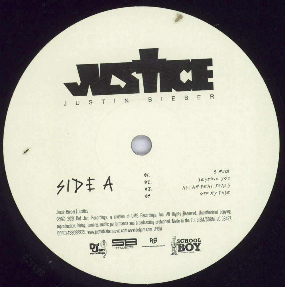 Justin Bieber Justice - EX UK 2-LP vinyl record set (Double LP Album) J302LJU831473