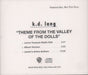 K.D. Lang Theme From The Valley Of The Dolls US Promo CD single (CD5 / 5") PRO-CD-9044R