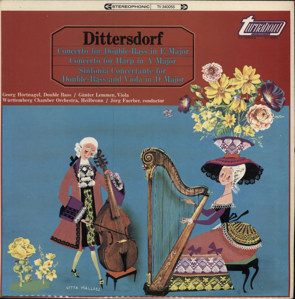 Karl Ditters Von Dittersdorf Concerto For Double-Bass / Concerto For Harp / Sinfonia Concertante For Double-Bass & Viola UK vinyl LP album (LP record) TV34005S