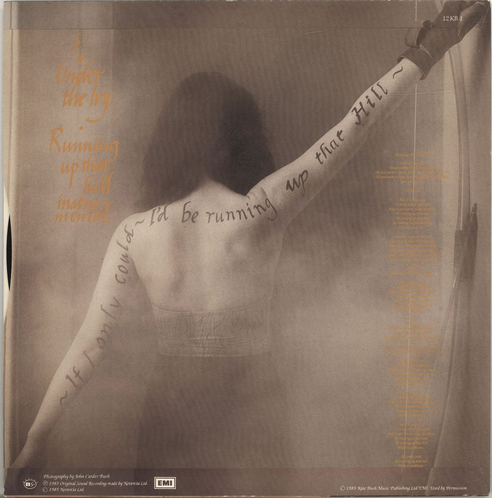 Kate Bush Running Up That Hill - Tan Lettering UK 12" vinyl single (12 inch record / Maxi-single)