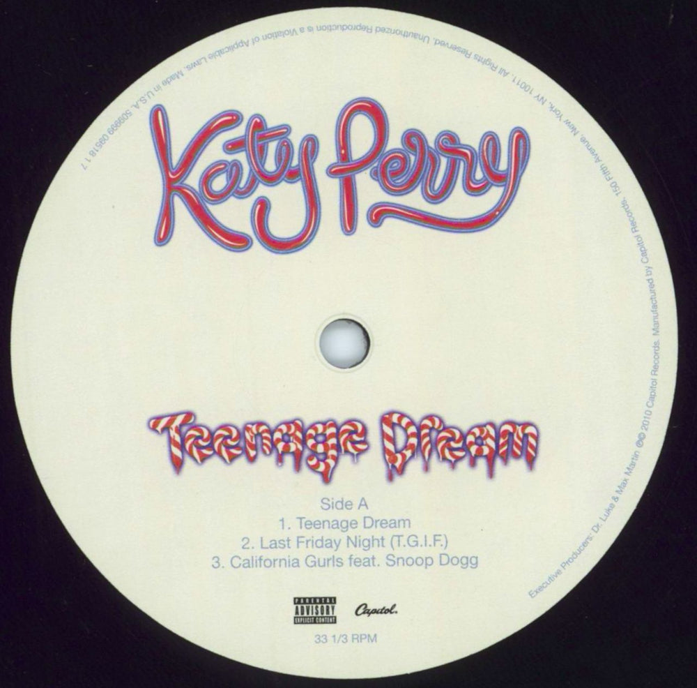 Katy Perry Teenage Dream - Opened Stickered Shrink UK 2-LP vinyl record set (Double LP Album) KT32LTE816363