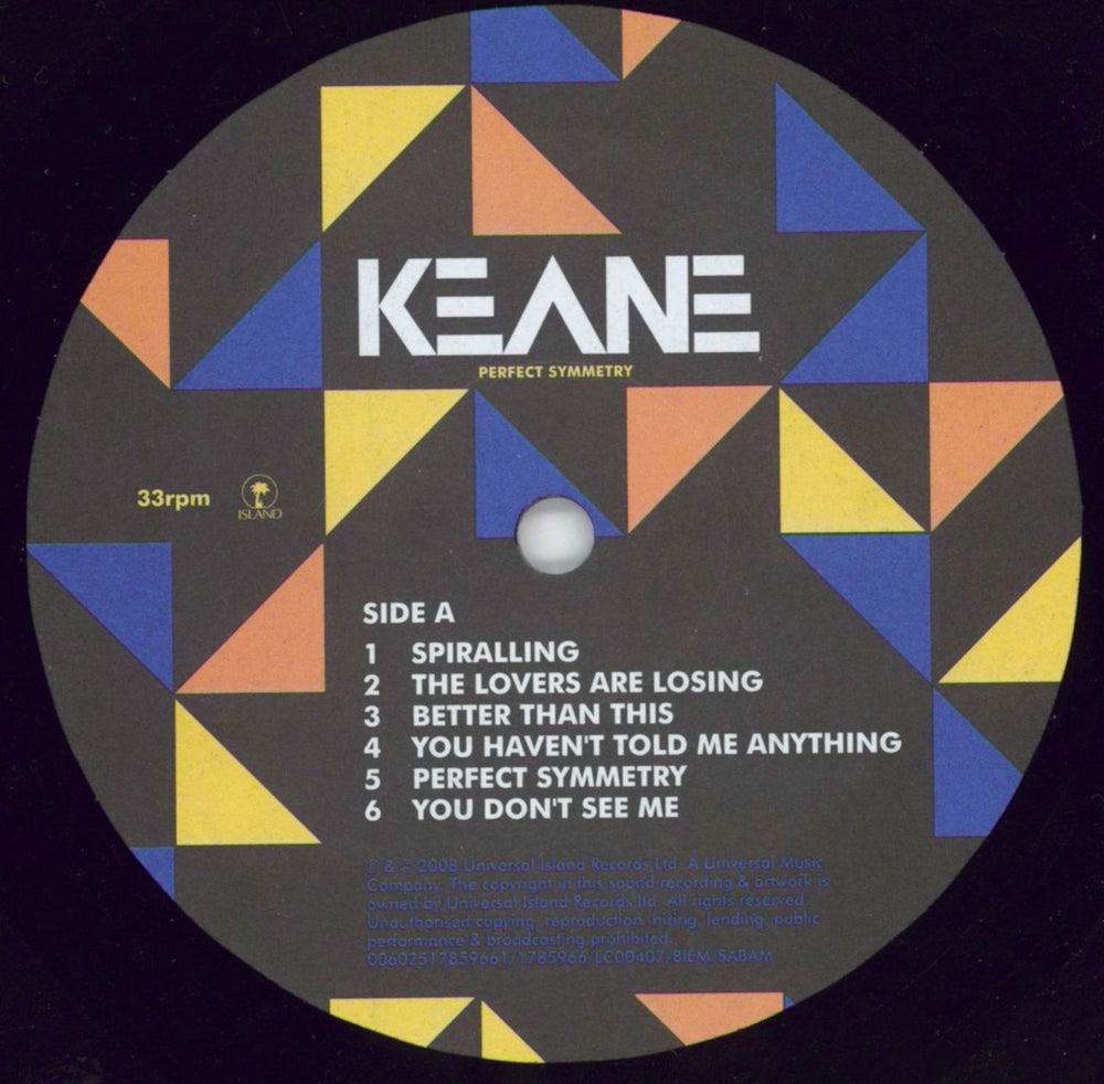 Keane (00s) Perfect Symmetry UK vinyl LP album (LP record) KANLPPE449168