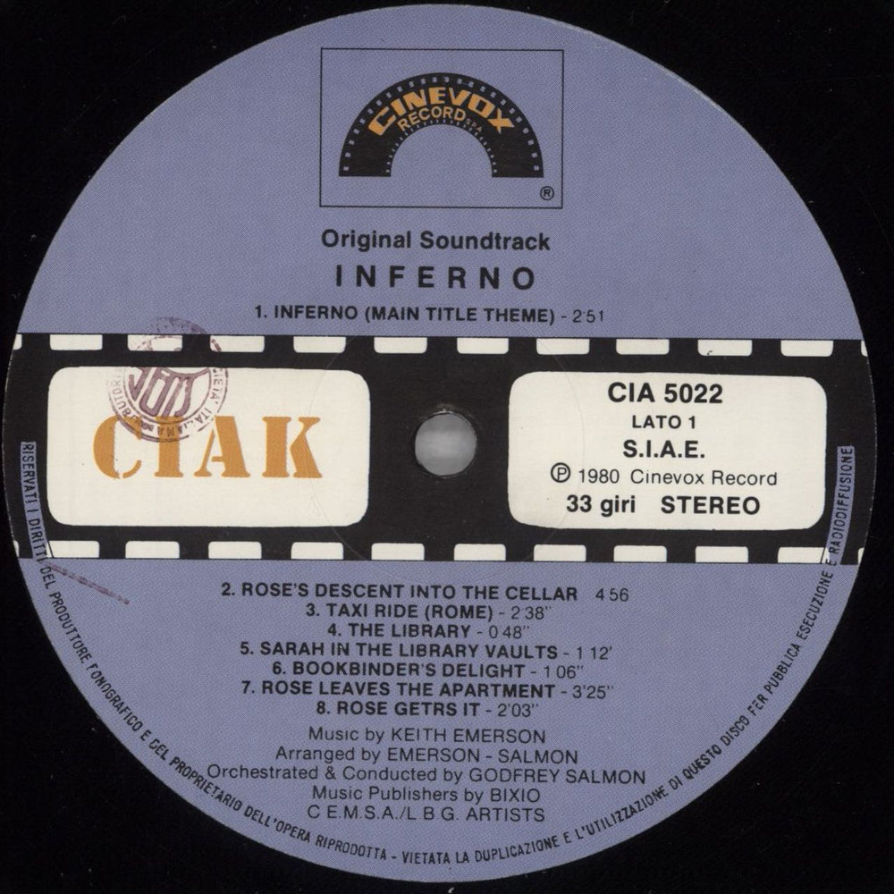 Keith Emerson Inferno Italian vinyl LP album (LP record) KEMLPIN823355