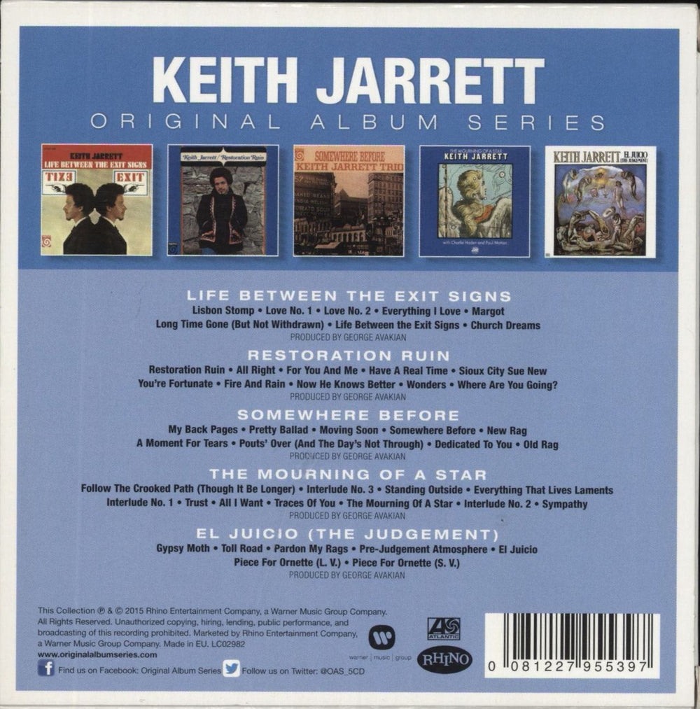 Keith Jarrett Original Album Series UK 5-CD album set 081227955397