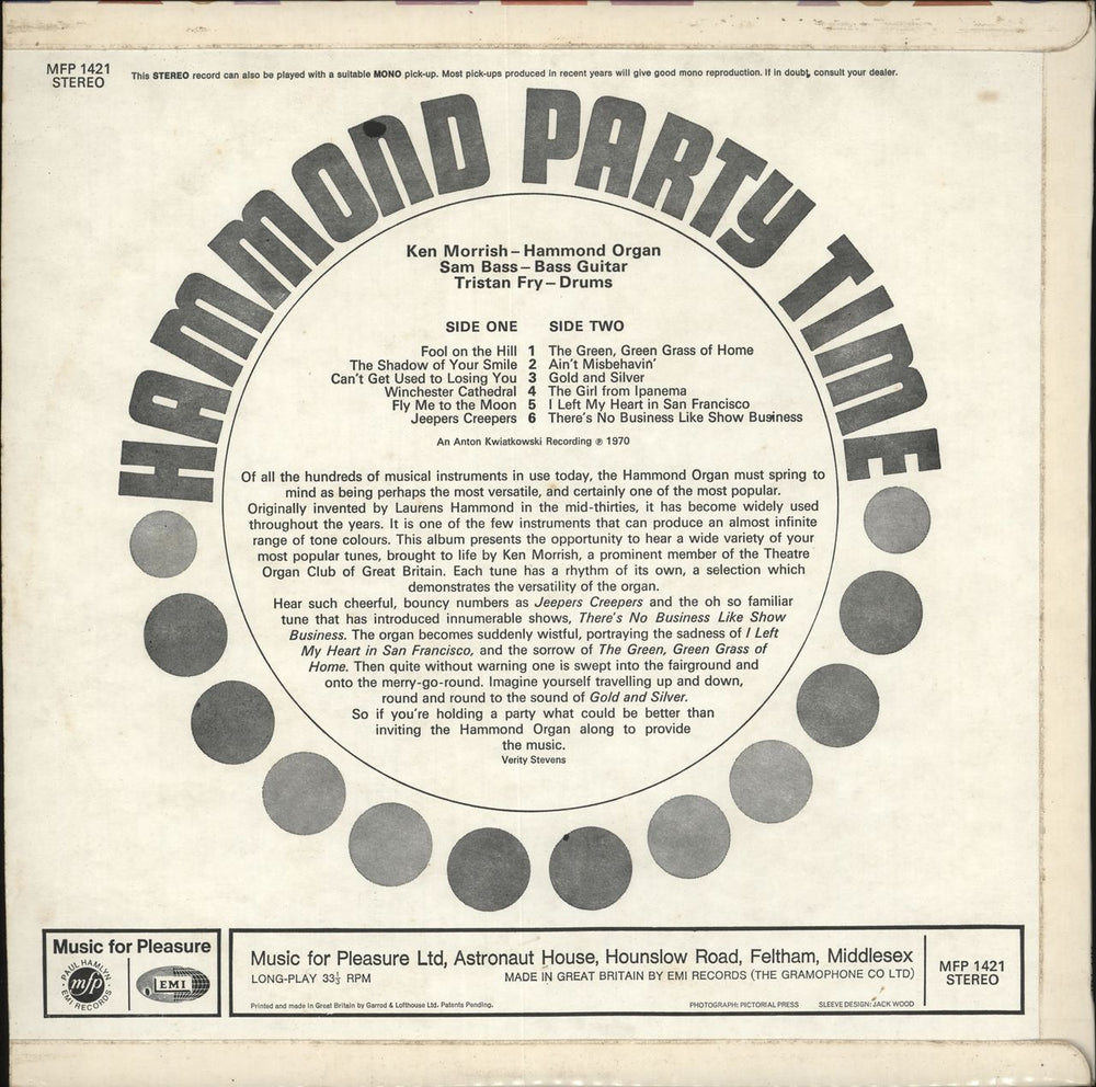 Ken Morrish Hammond Party Time UK vinyl LP album (LP record)