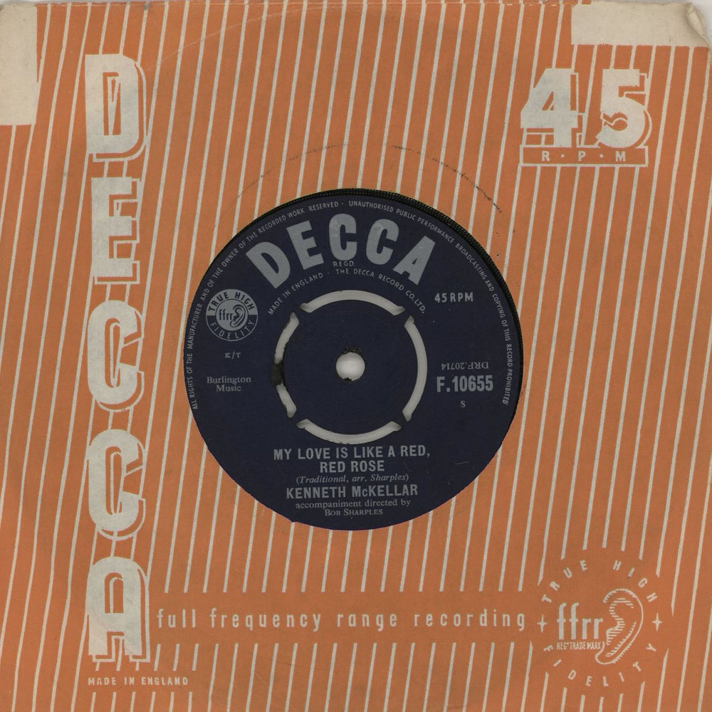 Kenneth McKellar My Love Is Like A Red Red Rose - 3rd UK 7" vinyl single (7 inch record / 45) F.10655