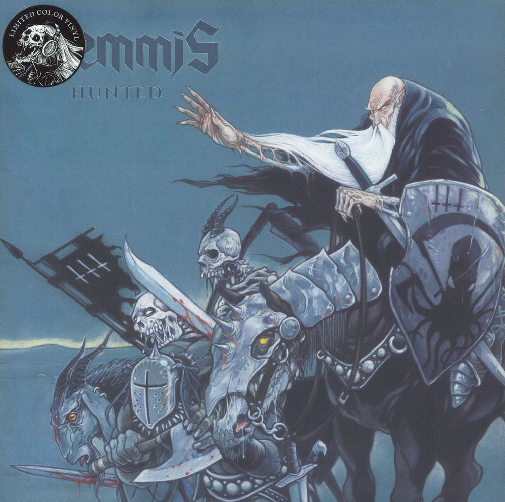 Khemmis Hunted - Silver Inside Electric Blue w/ White Splatter US vinyl LP album (LP record) NE4376-1