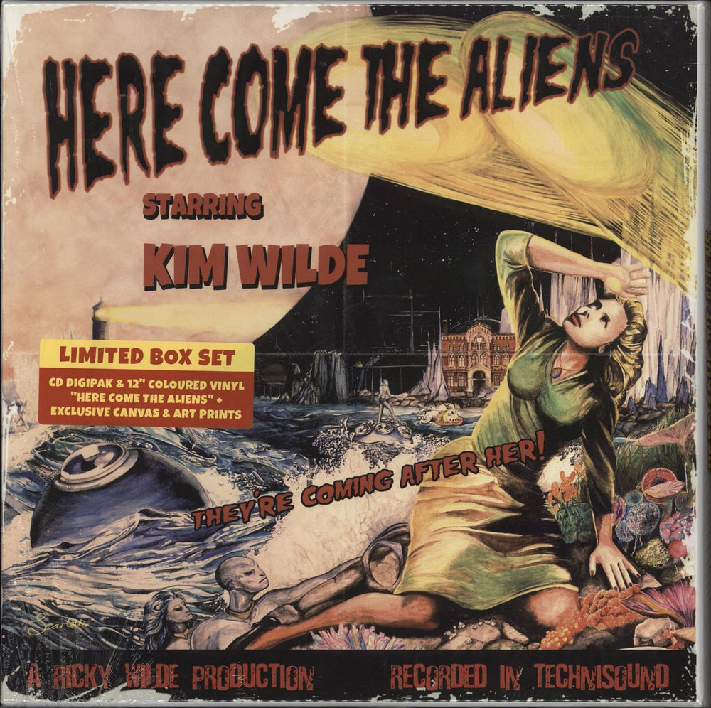 Kim Wilde Here Come The Aliens - Yellow Vinyl + CD + Canvas & Art Prints UK Vinyl Box Set 0212752EMU