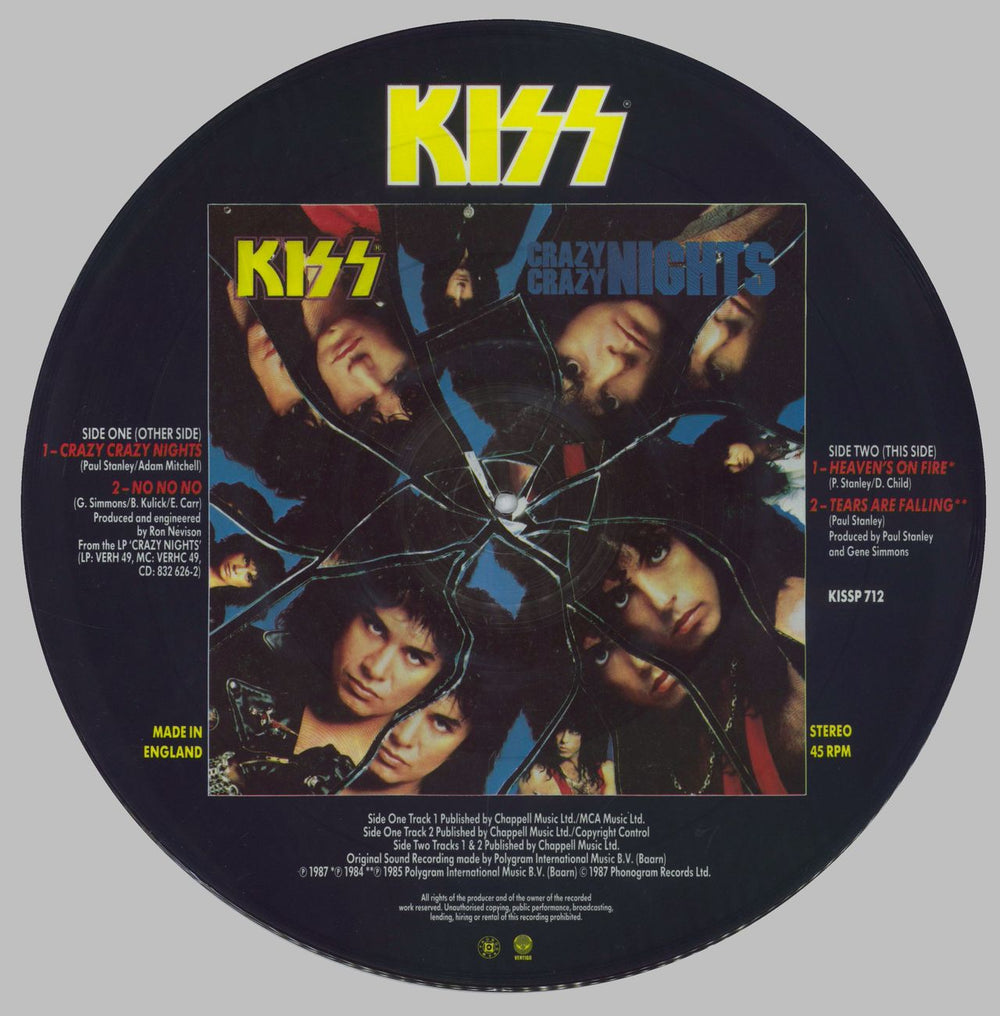 Kiss Crazy Crazy Nights UK 12" vinyl picture disc (12 inch picture record)