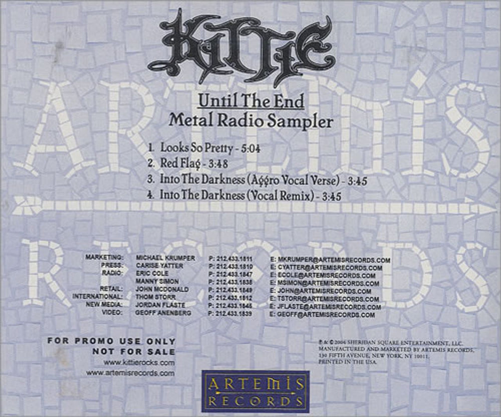 Kittie Until The End - Metal Radio Sampler US Promo CD single (CD5 / 5") ARTCD-229